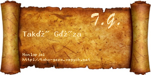 Takó Géza névjegykártya